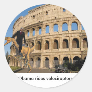Sticker Rond Obama fait du vélociraptors.