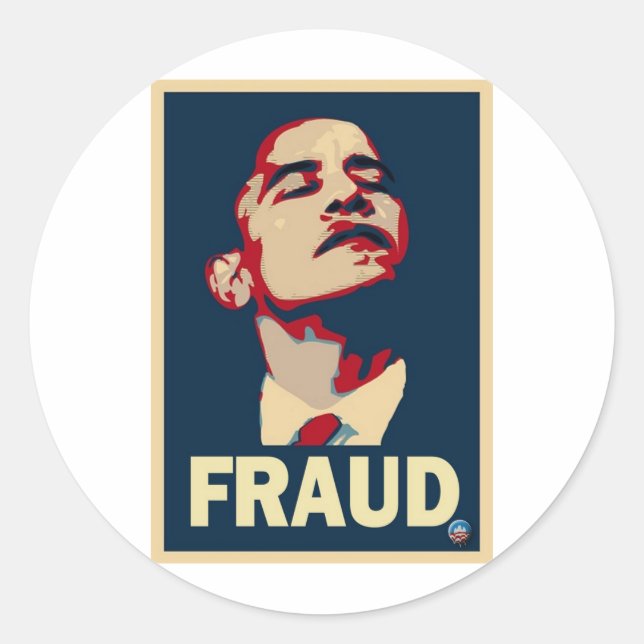 Sticker Rond Obama : fraude (Devant)
