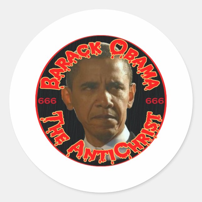 Sticker Rond Obama L'Anti-Christ (Devant)