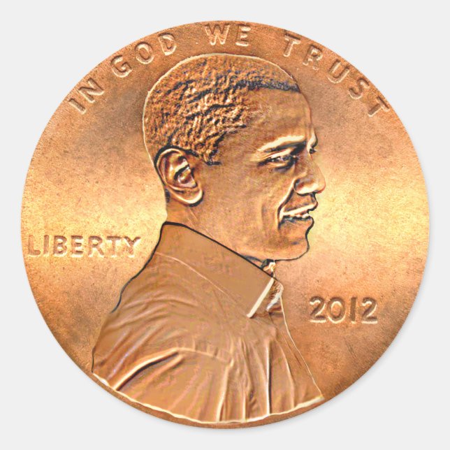 Sticker Rond Obama Penny édition 2012 (Devant)