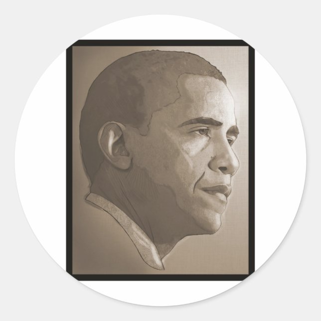Sticker Rond Obama Portrait (Devant)