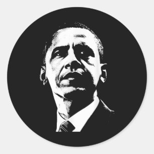 Sticker Rond Obama Premier président noir 4 juillet Black Hist