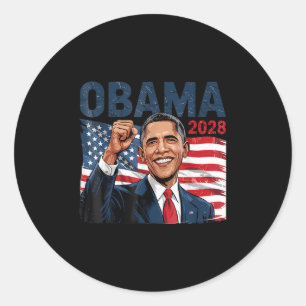 Sticker Rond Obama Président Vintage 2028 Obama Drapeau Rétro A
