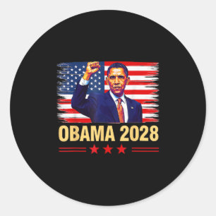 Sticker Rond Obama Président Vintage 2028 Obama Drapeau Rétro A