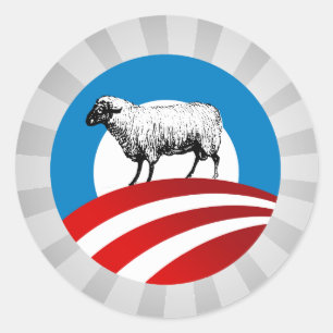 STICKER ROND OBAMA SHEEP