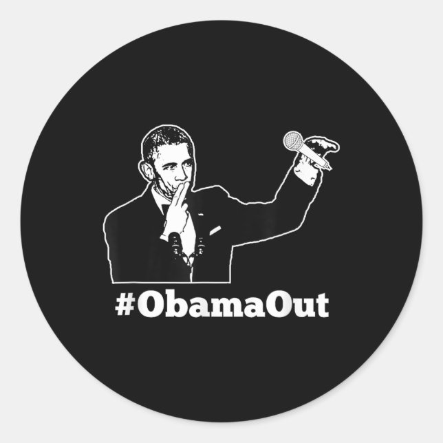 Sticker Rond Obama sort - #obamaout Mic Drop Funny (Devant)