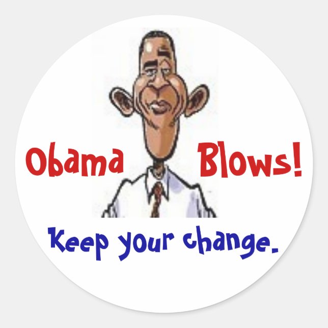 Sticker Rond Obama souffle ! (Devant)