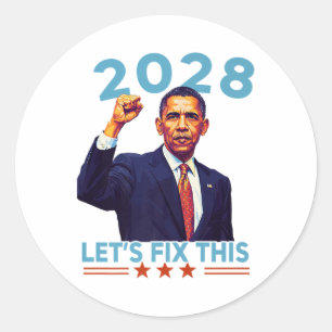 Sticker Rond Obama Vintage rétro patriotique 2028