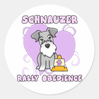 Sticker Rond Obéissance au rallye Kawaii Schnauzer