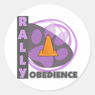 Sticker Rond Obéissance au Rallye violet cool