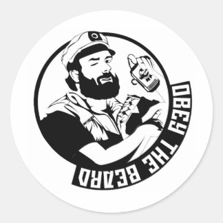 Sticker Rond Obéissez à la barbe