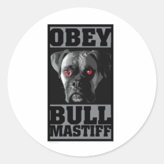 STICKER ROND OBEY ! BULLMASTIFF