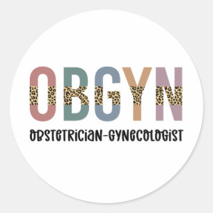 Sticker Rond OBGYN obstétricien gynécologue Empreinte de léopar
