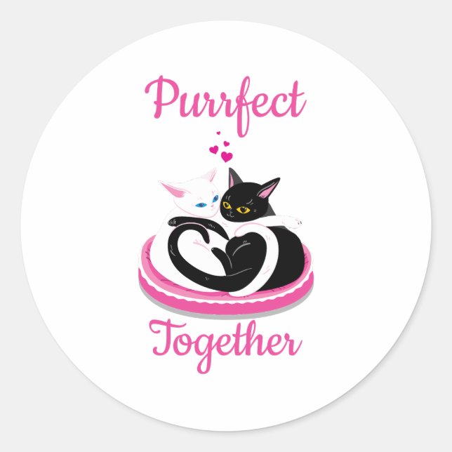 Sticker Rond Objectif Ensemble Cute Cats Valentine (Devant)