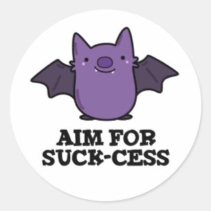 Sticker Rond Objectif Pour La Chance Amusante Positive Bat Pun