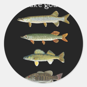 Sticker Rond Objectifs de pêche au lac Musky Pike Walleye Petit