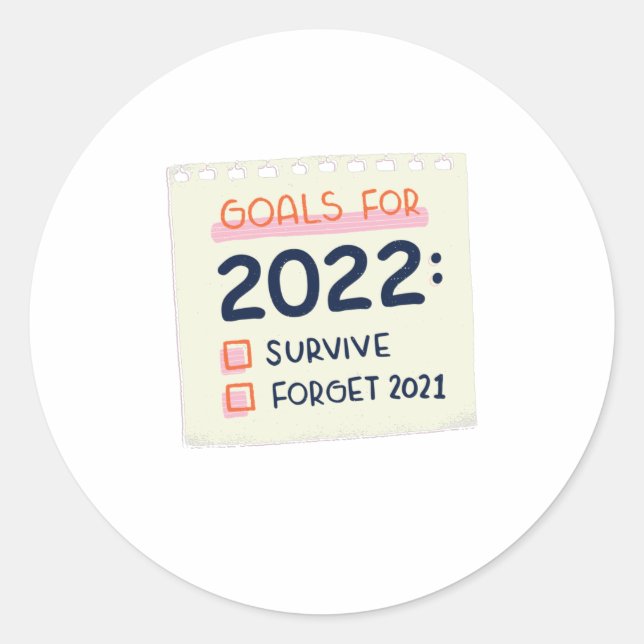 Sticker Rond Objectifs pour 2022 : Survivre, Oublier 2021 (Devant)