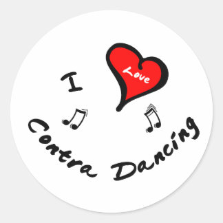Sticker Rond Objets Contra Dancing - I Heart Contra Dancing