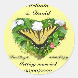 Sticker Rond Objets de papillon à queue noire mariage