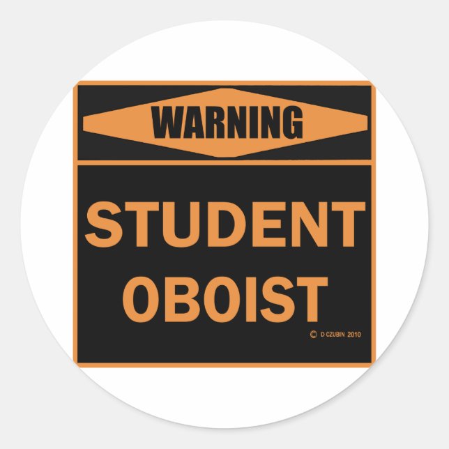 Sticker Rond Oboiste étudiant (Devant)