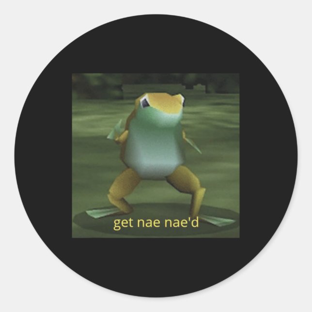 Sticker Rond Obtenez Nae Nae'd Dancing Frog Meme (Devant)