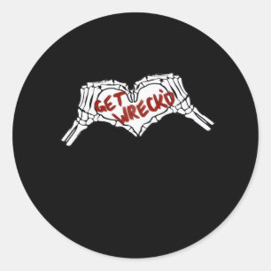 Sticker Rond Obtenir épave Squelette Main Heart Classic