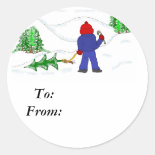 Sticker Rond Obtenir l'arbre de Noël