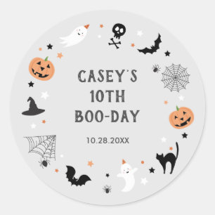 Sticker Rond Obtenons éffrayant anniversaire Halloween Grey