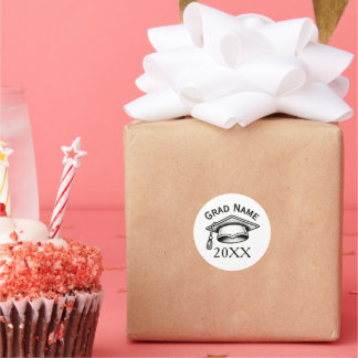 Sticker Rond Obtention du diplôme minimaliste en pointillisme C