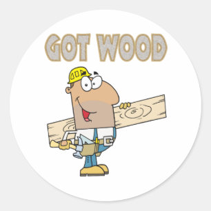 Sticker Rond obtenu bois charpentier humour drôle design