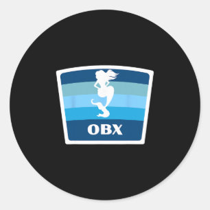 Sticker Rond Obx Caroline du Nord Nc Sirène Vacances Outer Bank