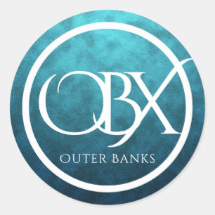 Sticker Rond OBX Outer Banks NC sur Blue Water Arrière - plan B