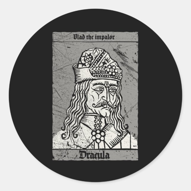 Sticker Rond Occult Dracula - Vlad The Impaler Horror Vampire (Devant)