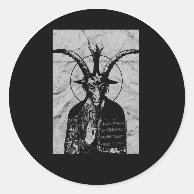 Sticker Rond Occulte Baphomet Gothique Grunge Satan Devil Black (Devant)