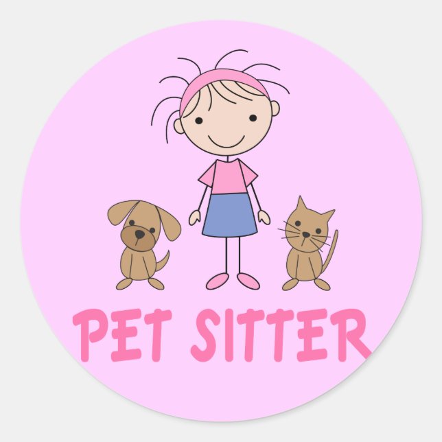 Sticker Rond Occupation des chiens mignons Animaux de compagnie (Devant)