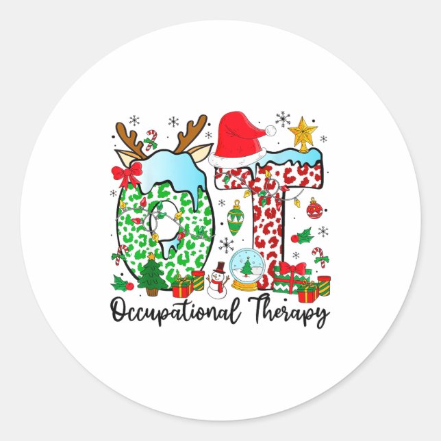 Sticker Rond Occupational Therapy Christmas Lights Santa Hat Ot (Devant)