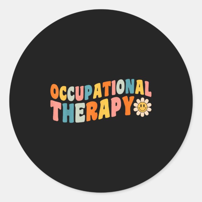 Sticker Rond Occupational Therapy Groovy Occupational Therast O (Devant)