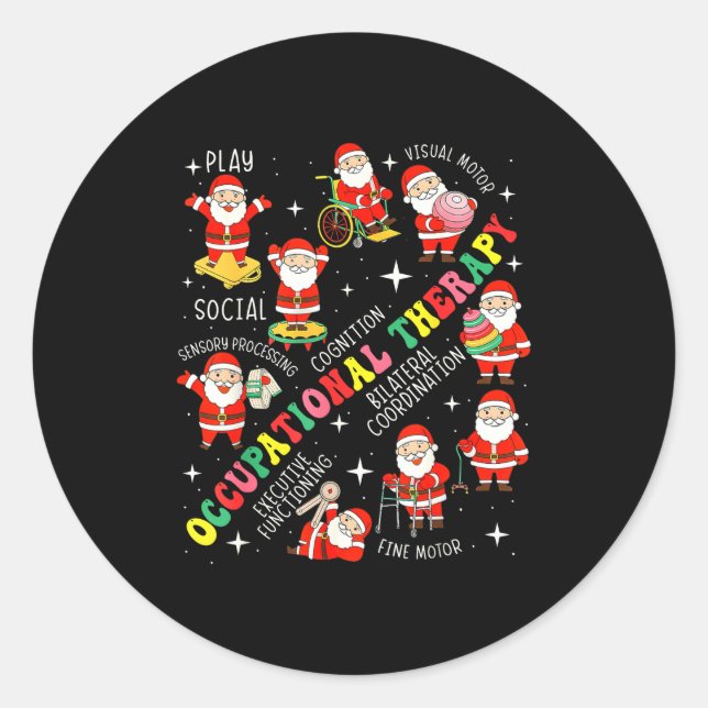 Sticker Rond Occupational Therapy Retro Groovy Ot Santa Therast (Devant)