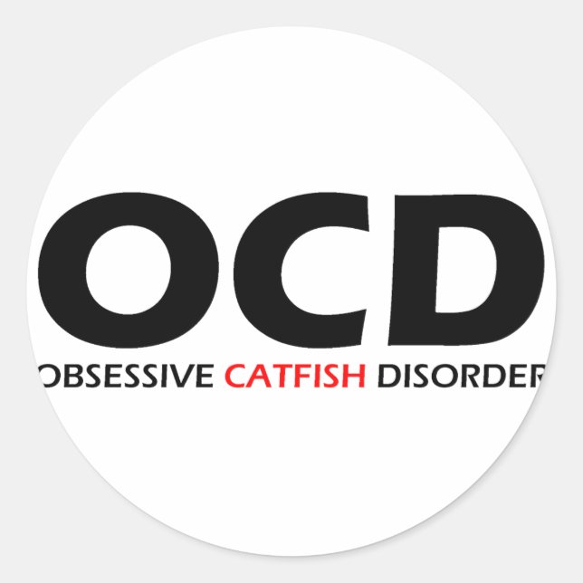 Sticker Rond OCD - Trouble Obsessionnel du poisson de chat (Devant)