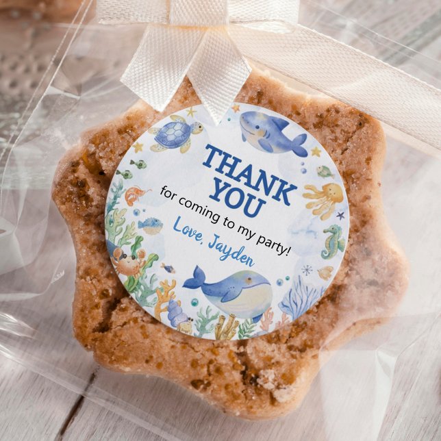 Sticker Rond Ocean Animals Boy Under the Sea Anniversaire (Créateur téléchargé)