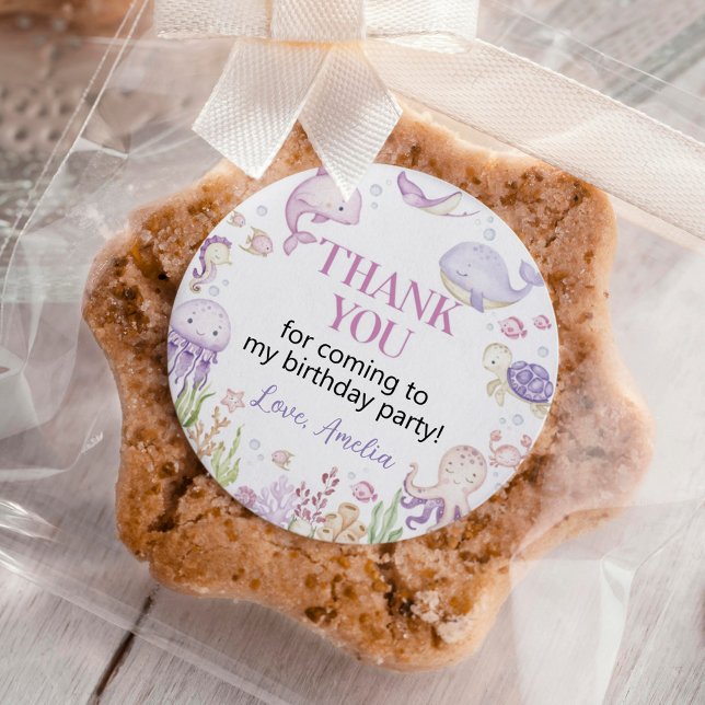 Sticker Rond Ocean Animals Girl Under the Sea Anniversaire (Créateur téléchargé)