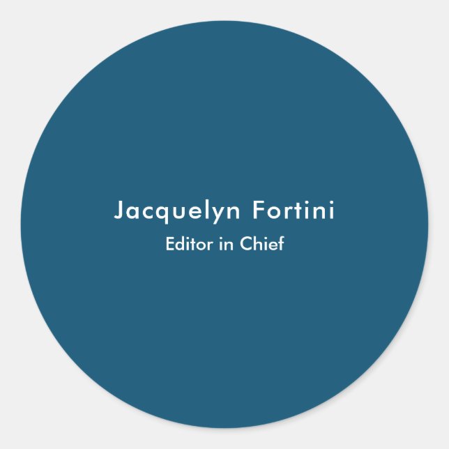 Sticker Rond Océan Bleu Plaine Élégante Moderne Minimaliste (Devant)