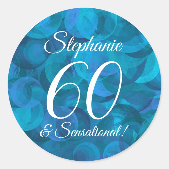 Sticker Rond Ocean Blue 60 et Sensational Birthday Favor (Devant)