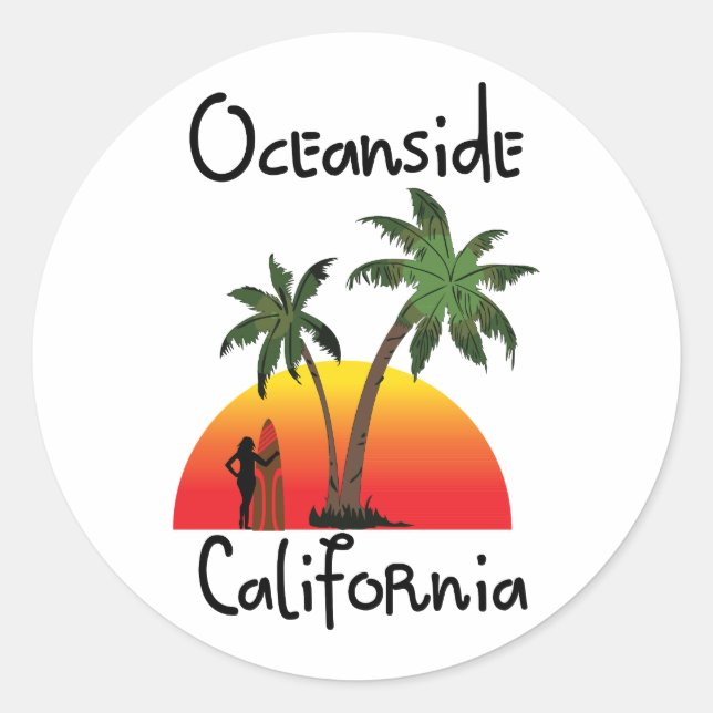 Sticker Rond Océan Californie (Devant)