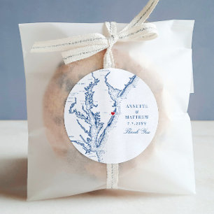 Sticker Rond Ocean City Maryland Marine Mariage Favor