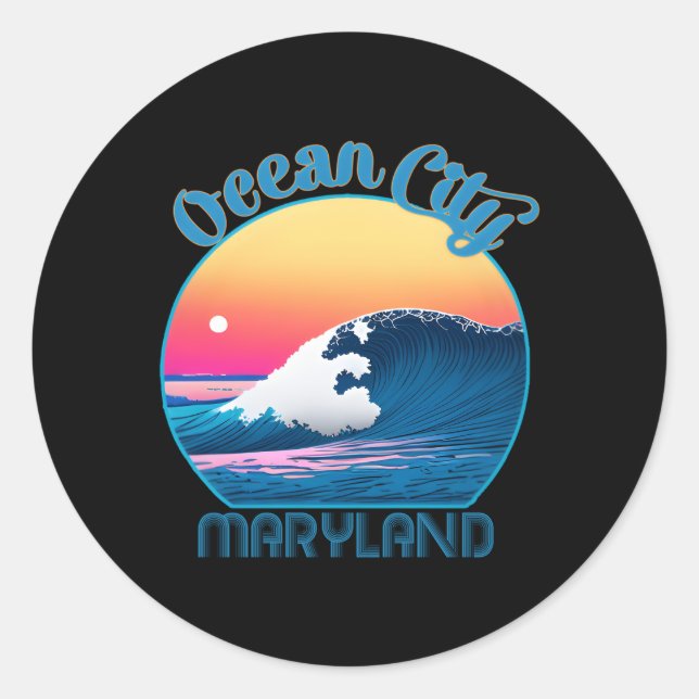 Sticker Rond Ocean City Ocean (Devant)