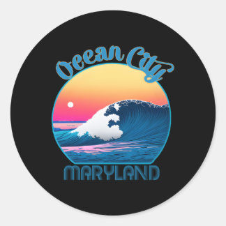 Sticker Rond Ocean City Ocean