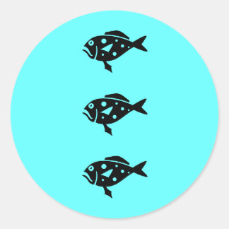 Sticker Rond Ocean Glow_Black-on-Aqua Blue Grouper