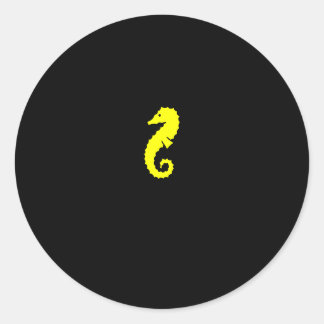 Sticker Rond Ocean Glow_Yellow Seahorse