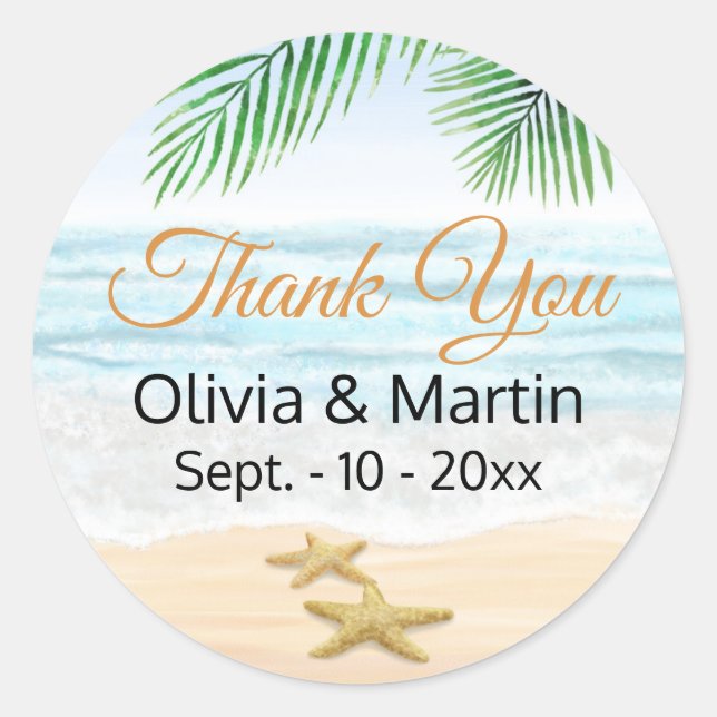 Sticker Rond Océan, Plage et Starfish (Devant)
